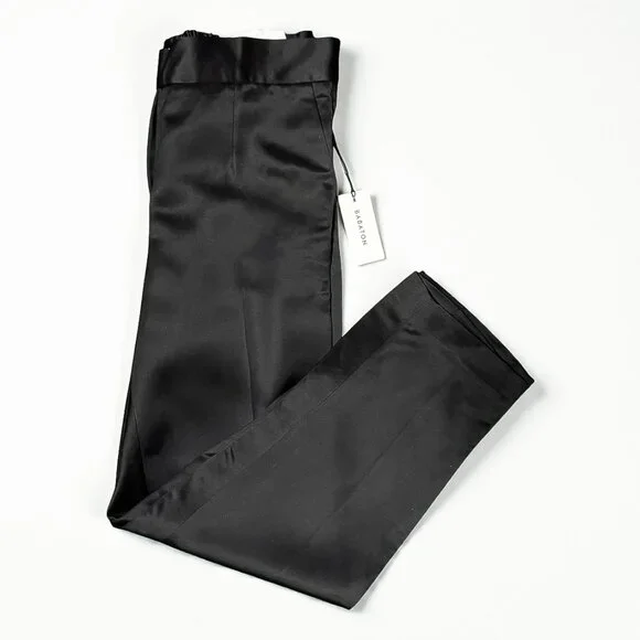 NWT Aritzia Babaton Atelier Black Satin Conan Pant Women's Size 6 - Picture 5 of 10